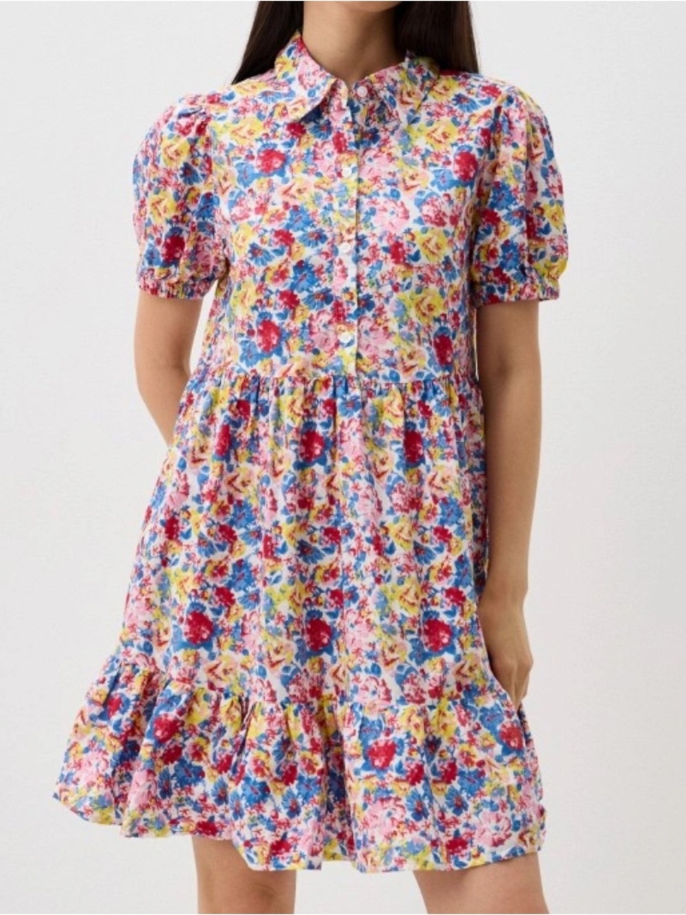 Silvian Heach Floral Tiered Dress, Large
